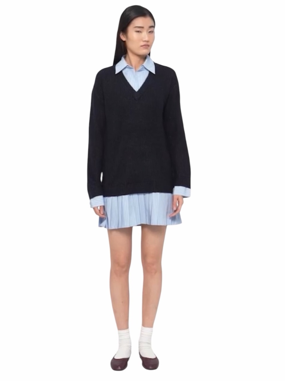 Cinq à Sept Loreli Pleated Sweater Dress Navy Blue XS